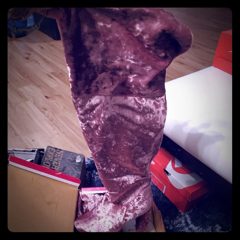 Pink velour boots